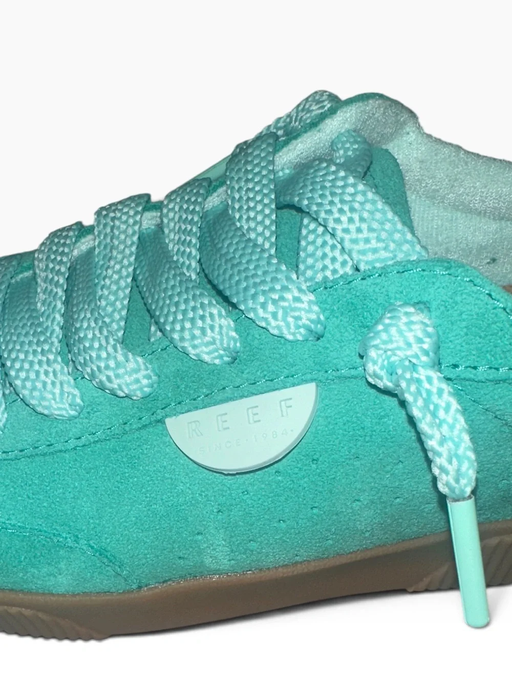 REEF Lay Day Seas Green Duo Women's Leather Suede Lace Up Sneakers